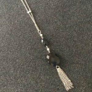 17" black and silver necklace